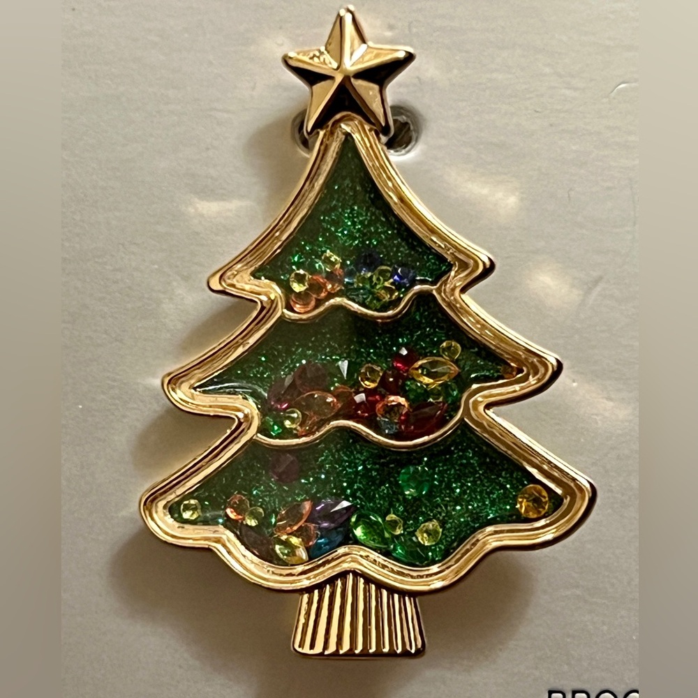 NEW Sugarfix BaubleBar Festive Christmas Tree Not Too Sappy Brooch Glass Stones